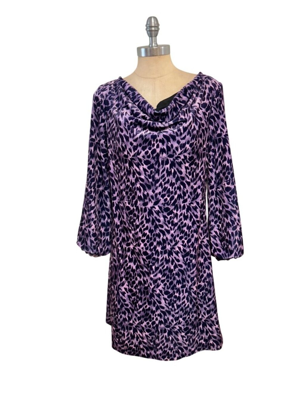 TYLER BOE Hailey Shift Dress Purple Animal Print Women Crushed Velvet Small NWT